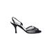 Stuart Weitzman Heels: Slingback Stilleto Cocktail Party Black Print Shoes - Women's Size 8 1/2 - Open Toe