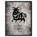 Bungalow Rose Ram Chinese Zodiac Black Print on Canvas w/ Picture Frame, 22x29 Canvas in Black/Gray | 29 H x 22 W in | Wayfair