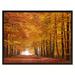 Millwood Pines Autumn Road Yellow Landscape Photo Print on Canvas w/ Picture Frame, 28x37 Canvas in Black/Yellow | 28 H x 37 W in | Wayfair