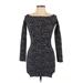 Derek Heart Casual Dress - Bodycon Boatneck Long sleeves: Black Dresses - Women's Size Large