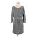 Juicy Couture Casual Dress Scoop Neck 3/4 sleeves: Gray Dresses - Women's Size Small