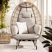 Dakota Fields Cozella Wicker Egg Chair w/ Cushion (Silver Cloud - Brown Base) Polyester in Brown/White | 59.75 H x 40 W x 30 D in | Wayfair