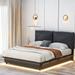 Latitude Run® Jelenka Upholstered Platform Bed w/ Sensor Light Upholstered, Leather in Black | 41.6 H x 68 W x 84.8 D in | Wayfair