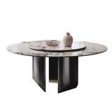 Orren Ellis Rock plate round table light luxury home round table Metal in Gray/White | 29.52 H x 59.05 W x 59.05 D in | Wayfair