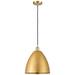 Ballston Metal Bristol 12"W Satin Gold Corded Mini Pendant With Black