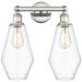 Cindyrella 16"W 2 Light Polished Nickel Bath Vanity Light With Clear S