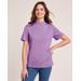 Blair Women's Essential Knit Short-Sleeve Mockneck Top - Purple - LGE - Misses