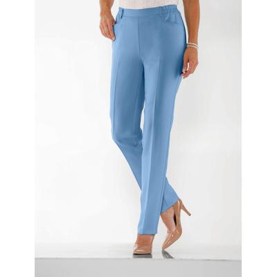 Bügelfaltenhose CLASSIC BASICS, Damen, Gr. 21, Kurzgrößen, blau (mittelblau), 100% Polyester, unifarben, lang, Hosen Image