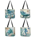 Anpassen Tote Tasche Seepferdchen Schildkröte Octopus Print Reisen Schulter Taschen Eco Leinen