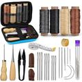 Leather Sewing Kit Leather Working Tools and Supplies Leather Working Kit with Large-Eye Stitching Needles Waxed Thread Leather Upholstery Repair Kit Leather Sewing Tools for DIY Leather Craft