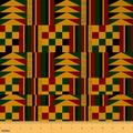 Kwanzaa Fabric by the Yard Tribal Heritage Holiday Upholstery Fabric Red Green Black Yellow Decorative Fabric Vintage Geometric Grid Triangle Waterproof Fabric Traditional Kwanzaa Fabric 3 Yards