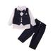 Baby Girl Fall Outfits Baby Boy Clothes Boy Outfits 3Pc Gentleman Suit Bowtie Long Sleeve Shirt + Vest + Pants Set Baby Boy Fall Outfits BU1 4 Years-5 Years
