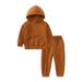 Toddler Girl Outfits Boys Long Sleeve Solid Shirt Hoodies Tops And Pants 2Pcs Set Outfits Boy Outfits Brown 3 Years-4 Years