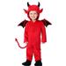 safuny Toddler Baby Boys Girls Halloween Cute Solid Color Cos Devil Tail Sharp Angle Hooded Jumpsuit Childs Clothes Playwear Long Sleeve Romper Jumpsuits Costume Red 4-5 Y
