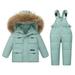 HBYJLZYG Down Warm Jacket Suit Jumpsuit Rompers Windproof Ski Suit Child Baby Boy Girl Coat Suit Winter Thickened Two-Piece Set Suit