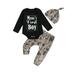 Suealasg Western Newborn Baby Boys Fall Clothes New to The Herd Letter Print Pants Hat 3Pcs Country Cowboy Coming Home Outfit