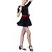 Fimkaul Girls Dresses Latin Ballet Party Dance Wear Ballroom Dance 3 Piece With Belt Dress Baby Clothes Black