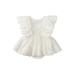 Girls Romper Tutu Skirt White Fly Sleeves Round Neck Lace One-piece