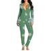 Shldybc Christmas Women s Sexy Butt Button Back Flap Jumpsuit V Neck Long Sleeve Romper Bodycon Pajamas Onesies Adults Fashion Print Sexy Jumpsuit - Fall/Winter Clearance