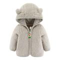 FRSASU Kids Coat Jacket Clearance Fleece Jackets for Toddlers Girls Boys Fleece Hoody Jackets Kids Zip Up Outerwear Coat Toddler Kids Jacket Sweatshirt Gray 12 Months