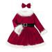 Hfolob Girls Dress Toddler Baby Kids Girls Suit Christmas Party Dress Hairband Blet Set Outfits Toddler Girls Clothes