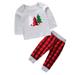 Fall Outfits For Baby Girls Boys Christmas Winter Long Sleeve Christmas Tree Prints Tops Plaid Pants 2Pcs Outfits Clothes Set Baby Boy Fall Outfits Grey 3 Years-4 Years