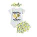 Ykohkofe Boys Girls Short Sleeve Romper Bodysuit Lemon Prints Shorts Headbands Baby Clothes Baby Clothes Little Girl Outfits with Hats Monogrammed Mommies New Born Girl Blanket Size 2t Girls Clothes