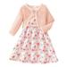 Ydojg Cute Outfit Set For Boys Girls Toddler Long Sleeve Butterfly Floral Print Coat Dress 2Pcs Outfits Clothes Set For Children Kids Fall Winter Clothes For 2-3 Years