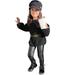 Fall Outfits For Girls Baby Long Sleeve Crewneck Knit T Shirt Tops Pu Leather Pants Leggings With Belt Outfits Clothes Set Baby Boys Clothing Sets Black 5 Years-6 Years