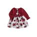 Girl Fall Dress Fake Two Piece Floral Long Sleeves A-Line Party Dress