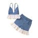 mveomtd Kids Toddler Baby Girls Spring Summer Cotton Sleeveless Ruffle Vest Shorts Jeans Set Clothes Girls Thanksgiving Outfit Baby Girl Clothes Bundle