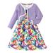 Ydojg Cute Outfit Set For Boys Girls Toddler Long Sleeve Butterfly Floral Print Coat Dress 2Pcs Outfits Clothes Set For Children Kids Fall Winter Clothes For 4-5 Years