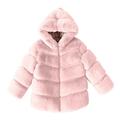 ASFGIMUJ Girls Jacket Fall Winter Kids Collar Soild Jackets Warm Hooded Woolen Jacket Coats girls Outerwear Jackets & Coats Pink 4 Years-5 Years
