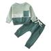 Fall Outfits For Girls Boys Long Sleeve Patchwork Color Tops Solid Color Pants Two Piece Casual Sports Outfits Set Toddler Boy Fall Outfits Grey 6 Months-12 Months