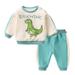 Fall Outfits For Girls Baby Boys Long Sleeve Cute Cartoon Letter Sweatshirt Pullover Tops Patchwork Trousers Pants Outfit Set 2Pcs Clothes Girls Clothing Sets Green 6 Months-12 Months