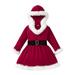 Hfolob Girls Dress Toddler Baby Kids Girls Suit Christmas Long Sleeve Hooded Belt Princess Dress Outfits Dress For Kids