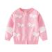 ASFGIMUJ Girls Jacket Kids Baby Spring Autumn Print Knit Sweater Long Sleeve Coat Cardigan Clothes Toddler Coats For Girls Pink 7 Years-8 Years