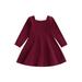 Toddler Girl Fall Dress Long Sleeve Square Neck Skater Dress