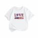 mveomtd Little Children And Big Kids LOVE AMERIKA Cartoon Print Boys And Girls Tops Short Sleeved T Shirts 1 To 8 Years Tops Set Big Girls Shirts