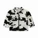 ASFGIMUJ Toddler Jackets For Girls Children Girl Black White Turn Down Collar Cow Print Jacket 2 To 6 Years Winter Coats For Girls A 3 Years-4 Years