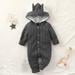 Daqian Baby Girl Clothes Clearance Toddler Baby Boys Girls Solid Color Cute Ears Winter Thick Keep Warm Jumpsuit Romper Toddler Girl Clothes Clearance Gray 3-6 Months
