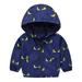 Toddler Baby Boys Girls Hooded Windproof Jacket Full-Zip Long Sleeve Waterproof Coat Lightweight Striped Car Butterfly Print Hoodie