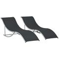 Outsunny Set of 2 S-shaped Foldable Lounge Chair Sun Lounger Reclining Outdoor Chair for Patio Beach Garden, Black
