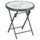 Outsunny Î¦45cm Outdoor Side Table, Round Folding Patio Table with Imitation Marble Glass Top, Small Coffee Table, White