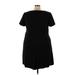 Eliza J Casual Dress - A-Line Crew Neck Short sleeves: Black Print Dresses - Women's Size 22