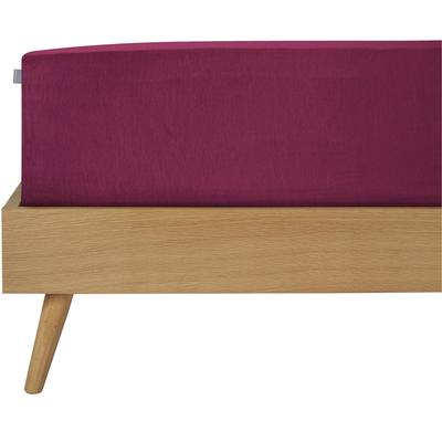 Spannbettlaken SCHIESSER "Flexi aus 95% Baumwolle und 5% Elastahan in Premium-Qualität", lila (beere), B:180cm L:200cm, Jersey-Elasthan, Obermaterial: 95% Baumwolle, 5% Elasthan, Laken, für hohe Matratzen und Boxspringbetten geeignet, Made in Green Image