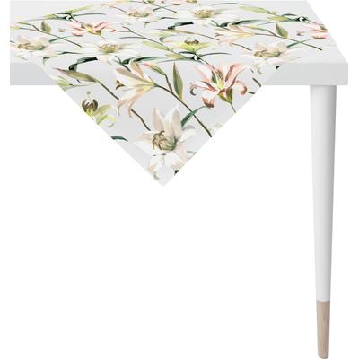 Mitteldecke APELT "5602 SUMMERTIME, Sommerdeko, Sommer", grün (hellgrau, grün, weiß), B:100cm L:100cm, Baumwolle, Tischdecken, Digitaldruck Image