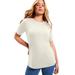 Plus Size Women's Short-Sleeve Crewneck One + Only Tee by June+Vie in Pink Whisper (Size 14/16)