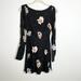 Free People Dresses | Free People Ob618462 Sunshadows Split-Sleeve Mini Dress In Night Combo Size 4 A6 | Color: Black | Size: 4