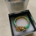 J. Crew Jewelry | J Crew Enamel & Rhinestones Elephant Hinged Bangle Bracelet Like New | Color: Gold/Green | Size: Os